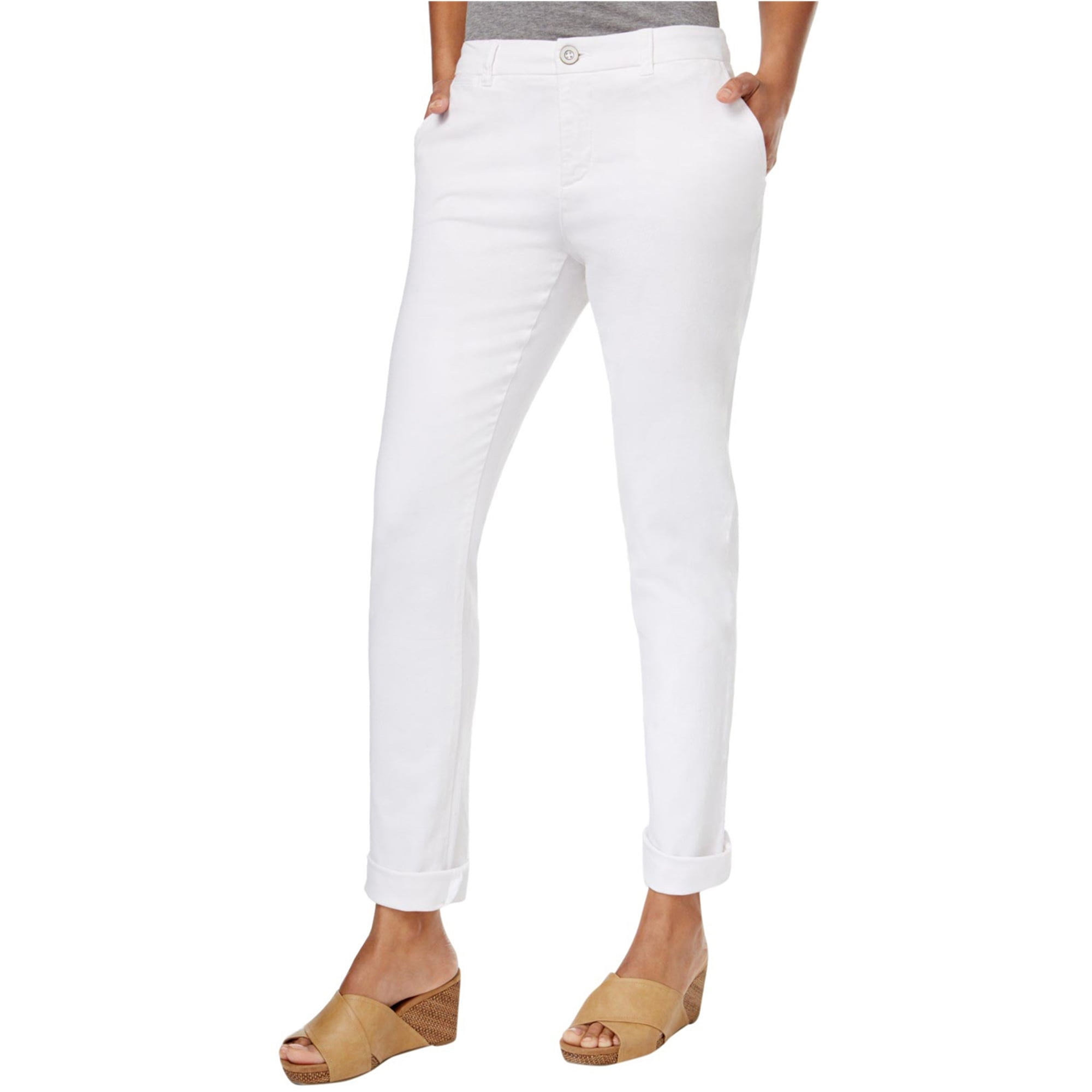 Style&co. Womens Boyfriend Casual Chino Pants, White, 8 Regular