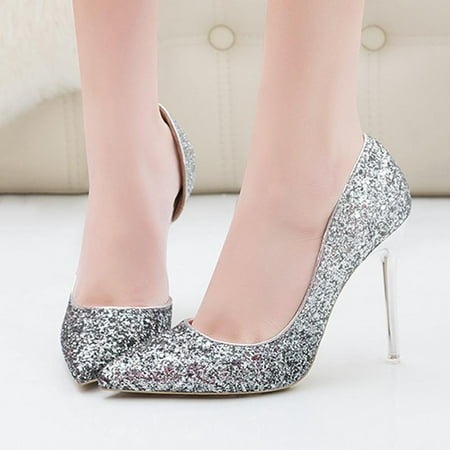 

Spring Autumn Pumps High Heels Shoes Glitter Women Lady Sexy Wedding Party Pointed Shoes 37