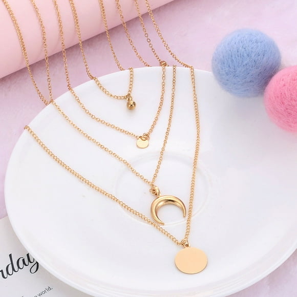 ABPWLY Layered Necklace Necklace Ladies Pendant Chain Jewelry Personalized Layered Necklace With Disc Ladies Pendant Chain Length Layer Necklace Clearance Necklaces for Women Trendy Canada Days
