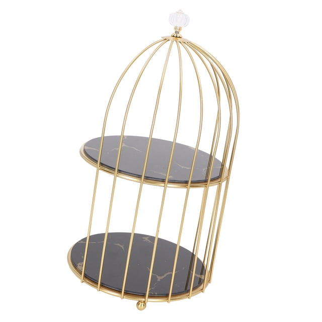 Estante de Almacenamiento para Jaula de Pájaros, Soporte Organizador de Cosmética de Vidrio y Hierro de Doble Capa para Encimera de Binado, Tocador