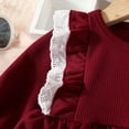 thumbnail image 4 of XEGLSBU Girls Dresses Size 14-16 Fancy Toddler Girls Dress Winter Long Sleeve Ruffles Ribbed Lace Solid Color Princess Dress Dresses for Girls 4-6 Red Size 2-3 Years, 4 of 5