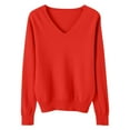 thumbnail image 5 of LYHaoo Girls Long Sleeve Knit Sweaters Kids Casual Loose V Neck Cute Winter Pullover Sweaters 12-13 Years(Red), 5 of 6