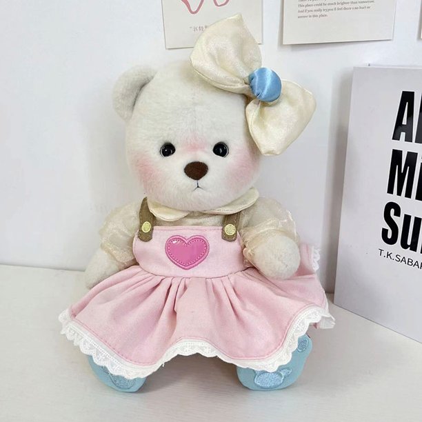 Oso de peluche Kawaii de 30cm para niños, ropa de muñeca, oso suave, blanco y marrón, cómodo, lindo, regalo