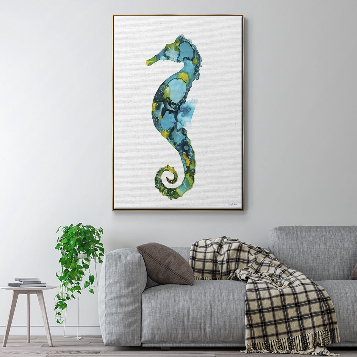 Seahorse Framed Premium Gallery Wrapped Canvas - Ready to Hang - 25 x 37 - Gold Floating Frame
