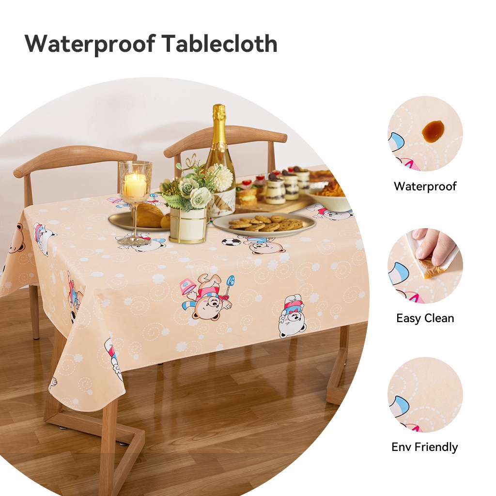 Ray Star Vinyl Party Tablecloths 52x70 Spring Tablecloth Plastic Picnic Outdoor and Camping Waterproof Oilcloth Table Cover for Rectangle Tables