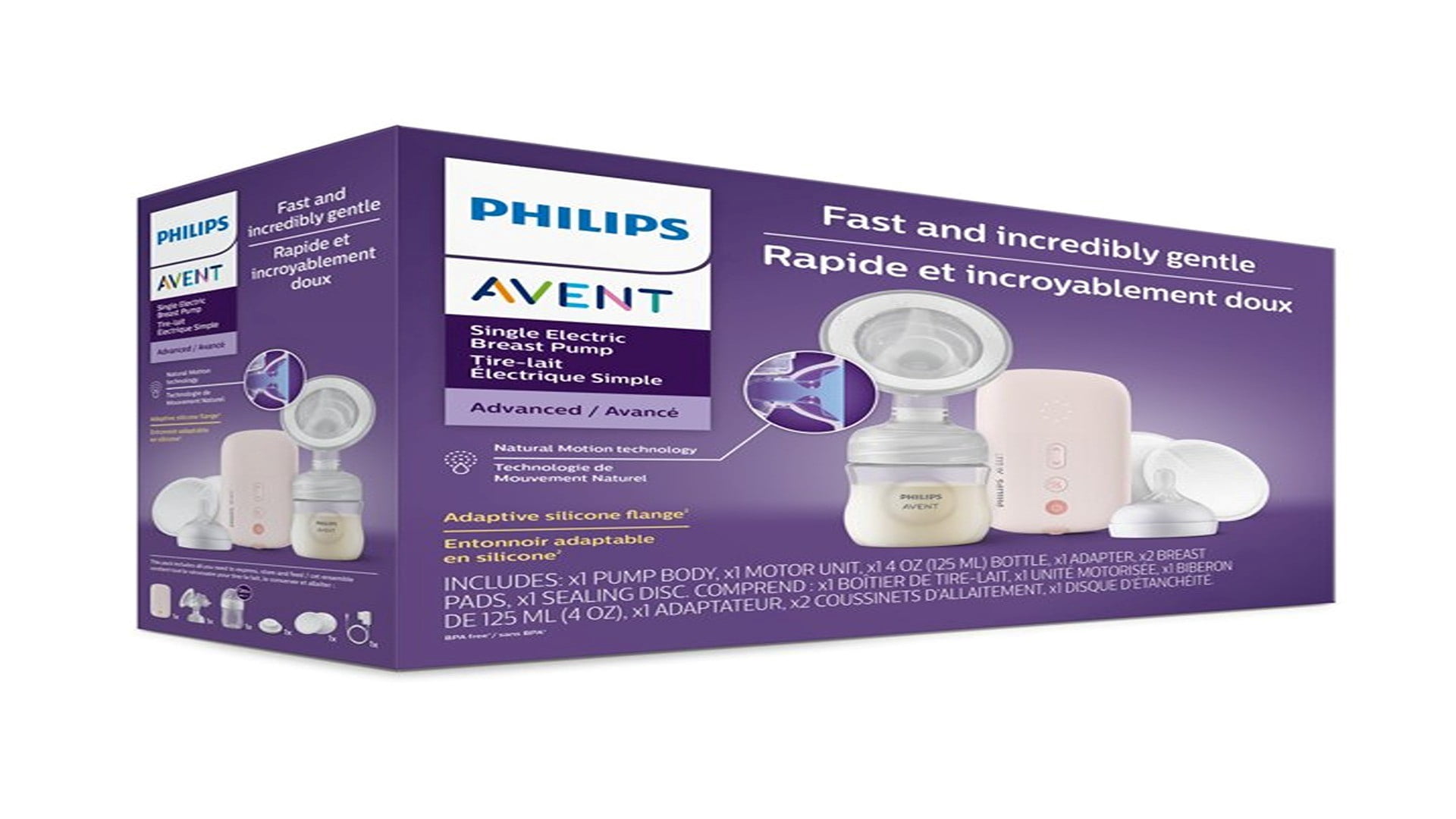 Philips AVENT Single Electric Breast Pump Advanced with Natural Motion Technology, SCF391/62, Pump Light Pink, Bottle Clear