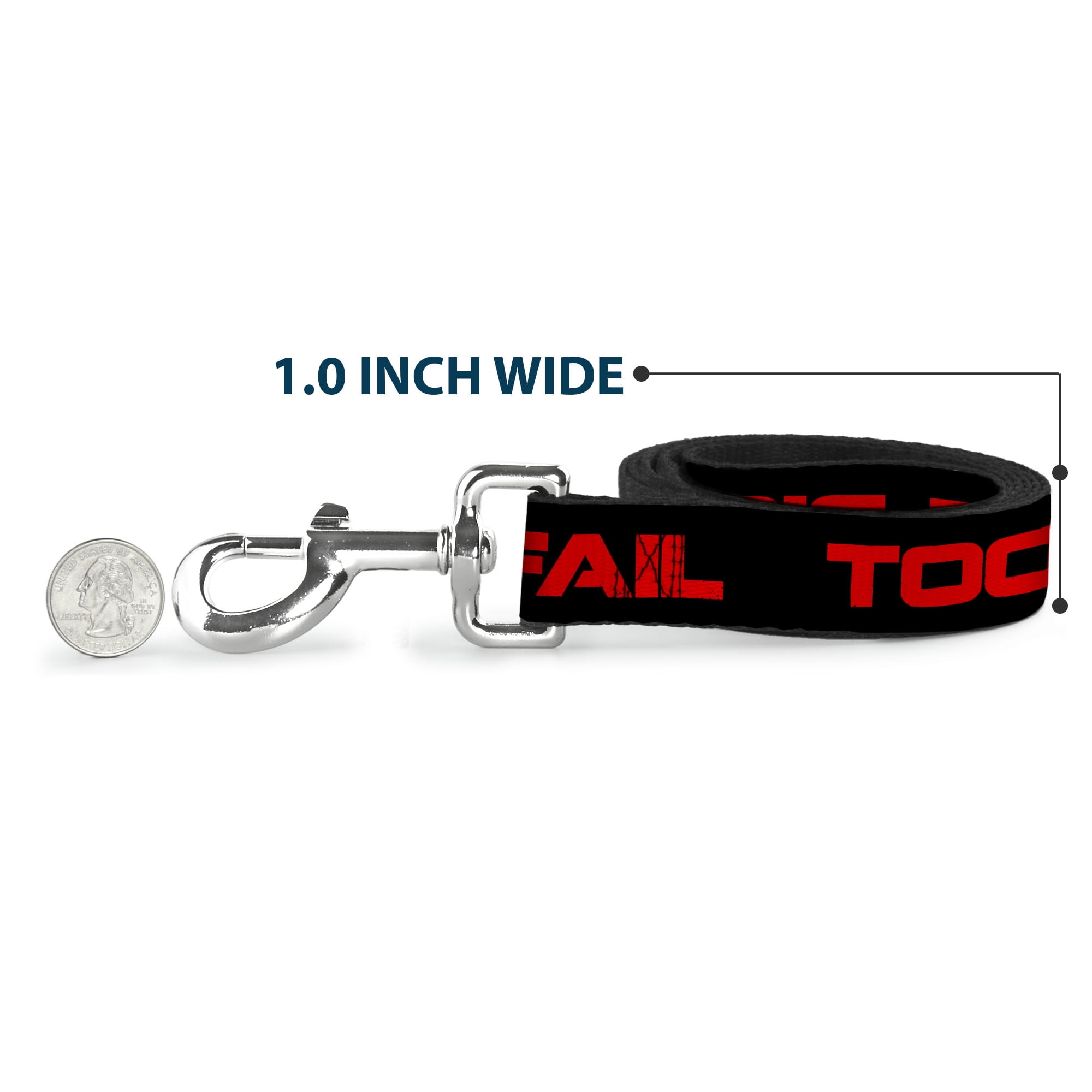 Buckle-Down Pet Leash, Dog Leash, Too Epic to Fail Weathered Black Red, 6 Feet Long 1.0 Inch Wide