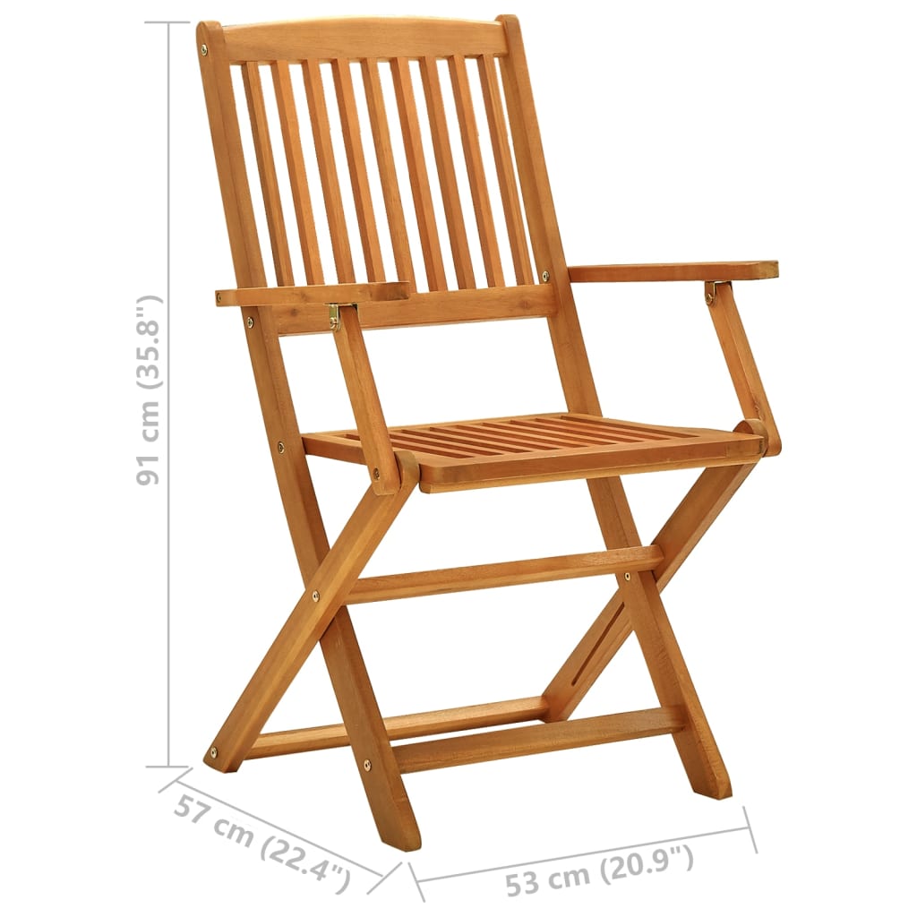 Charmma Folding Garden Chairs 2 pcs Solid Eucalyptus Wood - image 3 of 9
