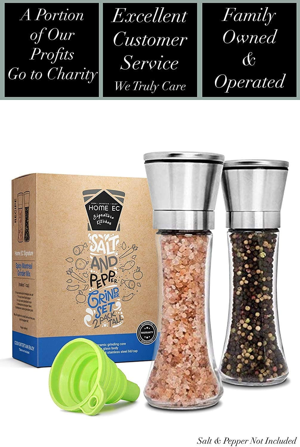 Premium Salt and Pepper Grinder Set - Best Copper Stainless Steel Mill for  Home Chef, Magnetic Lids, Smooth Ceramic Spice Grinders with Easy