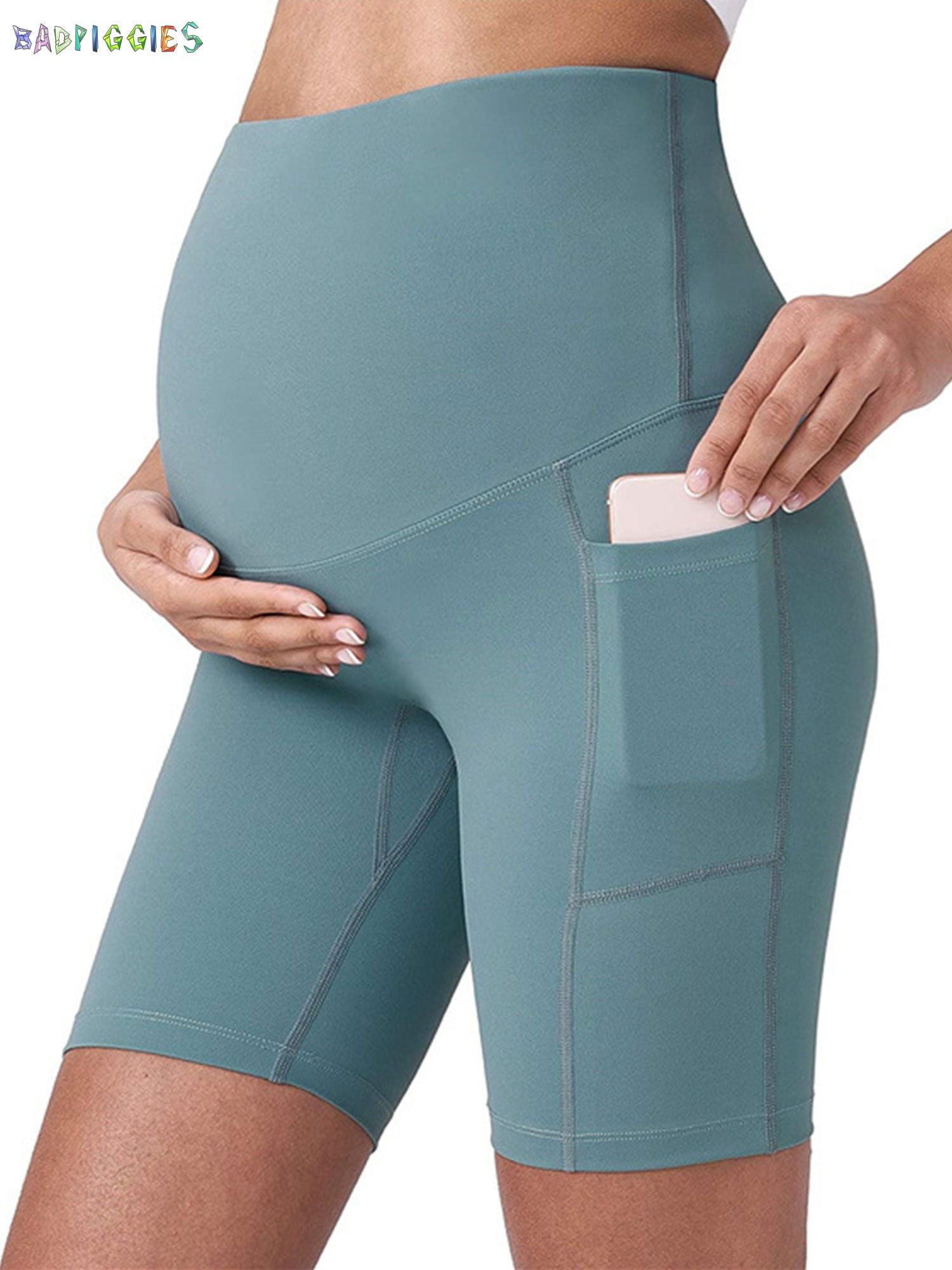 BadPiggies Women's Maternity Yoga Shorts Bike Shorts Over The Belly