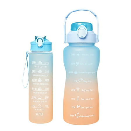 

Nitouy Sport Water Bottle with Marker Motivational Drinking Bottle (Light Blue Cover)