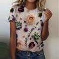 thumbnail image 1 of RT5YKing T-Shirts d'Été à Col Rond Imprimés pour Femmes Blouse à Manches Courtes Décontractée Hauts à Imprimé Floral pour Femmes, 1 of 6