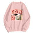 thumbnail image 6 of zaveiop Oversized Christmas Pullovers Women Merry Bright Colorful Letter Printed Sweatshirt Christmas Long Sleeve Sweatshirt (Z-Pink, XL), 6 of 6