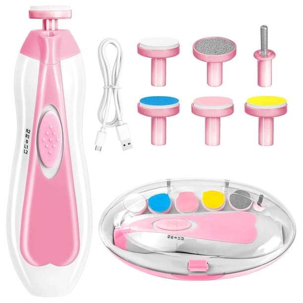 Cortador de Uñas Eléctrico para Bebés Recargable Kit de Manicura 6 en 1 con Cabezales Suaves y de Acero Lima Silenciosa 35dB Paro Automático de Seguridad Ideal para Recién Nacidos Niños y Adultos Rosa