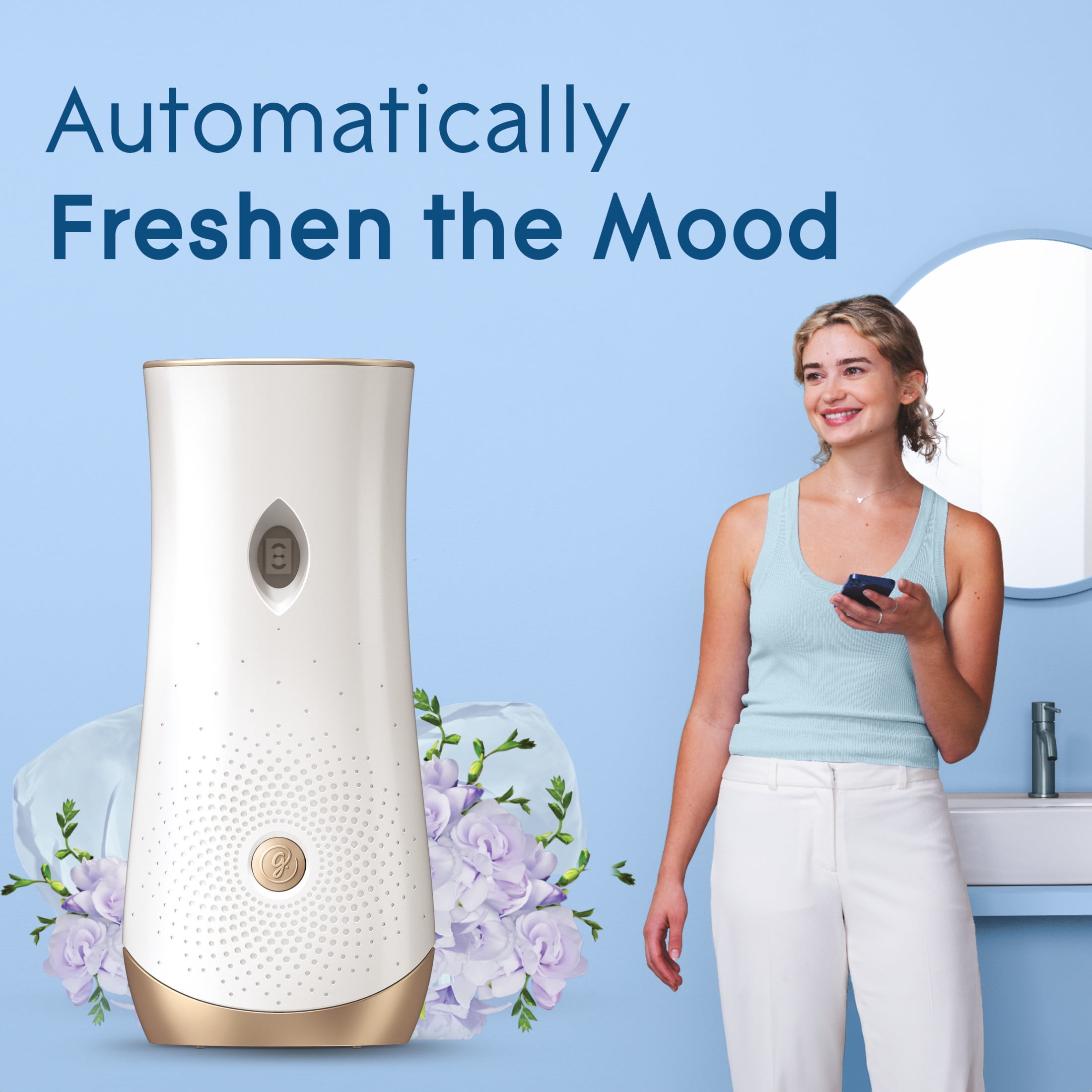 Glade Automatic Spray Air Freshener Starter Kit, 1 Holder and 1 Refill, Clean Linen, Fragrance Infused with Essential Oils, 6.2 oz, 2 Count