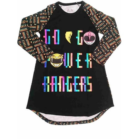 - Girls Go Go Power Rangers Nightgown Metallic Rainbow Powerranger Sleep Shirt XS