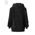 thumbnail image 6 of Gustave Women's Fuzzy Fleece Long Sleeve Pullover Hoodies with 1/4 Zip Up Sweatshirt Warm Oversized Outwear Coat(Black,L), 6 of 7