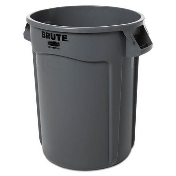 Round Brute Office Waste Bin, Plastic, 32 gal, Gray | Bundle of 2 Each