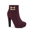thumbnail image 1 of Unique Bargains Women's Round Toe Side Zipper Block High Heel Ankle Boots, 1 of 8
