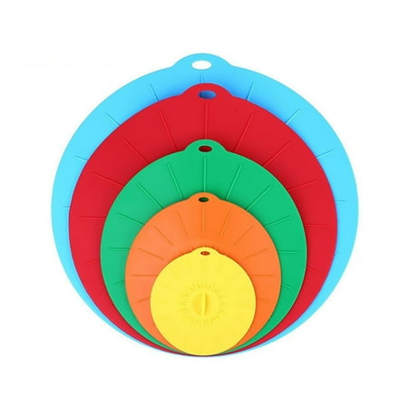 

ABIDE Guangcailun 5pcs Silicon Suction Lid Food for Pots Pans Bowls Plates Cups Round Containers