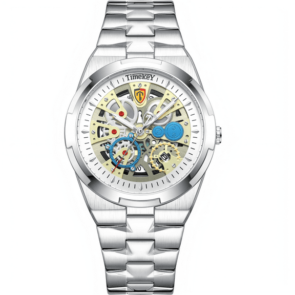 TimekeY Watches for Men, Stainless Steel Waterproof Dress Watch, Men's Quartz Analog Wristwatch