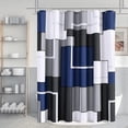 thumbnail image 3 of Navy Blue Shower Curtain Set with Hooks Shower Curtain for Bathroom Fabric Grey Shower Curtain Abstract Geometric Bath Curtains Decorative Gray Long Shower Curtain 84 Inches Water Repellent 72x84, 3 of 5