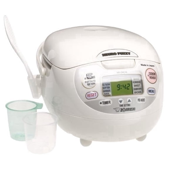 Zojirushi NS-ZCC10WZ Neuro Fuzzy 5.5-Cup Electric Rice Cooker, White - Keep Warm