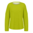 thumbnail image 4 of ManxiVoo Women Autumn Winter Round Neck Long Sleeve T-Shirt Loose Fit Comfortable Commute Top Soft Breathable Casual Wear XL Size Yellow, 4 of 5