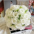 thumbnail image 2 of Giunmcul My Order 18Head Artificial Silk Roses Flowers Bridal Bouquet Rose Home Wedding Decor B, 2 of 3