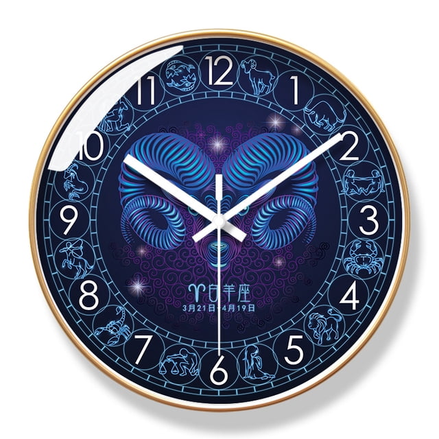 Reloj de pared Aries Zodiac que no hace tictac y silencioso, 30 cm