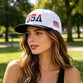 thumbnail image 5 of USA Flag Embroidered Flat Brim Baseball Cap, Unisex Hip‑Hop Snapback Sun Hat For Street Dancing Casual Wear, 5 of 8