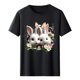 thumbnail image 4 of Tops de Cuello Alto para las Mujeres Amante Impreso Camiseta Cuello Redondo Manga Corta, Poliéster Spandex, 4 of 7