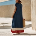 thumbnail image 5 of Dresses for Women Jerdar Womens Linen Maxi Dress V-Neck Contrast Trim Spaghetti Straps Summer Outfits Sleeveless Long Dresses Women's Maxi Dress L, 5 of 6