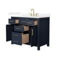 thumbnail image 2 of Beckett 42" Dark Blue Single Vanity & White Quartz Top (3-Hole) & Gold Trim, 2 of 5