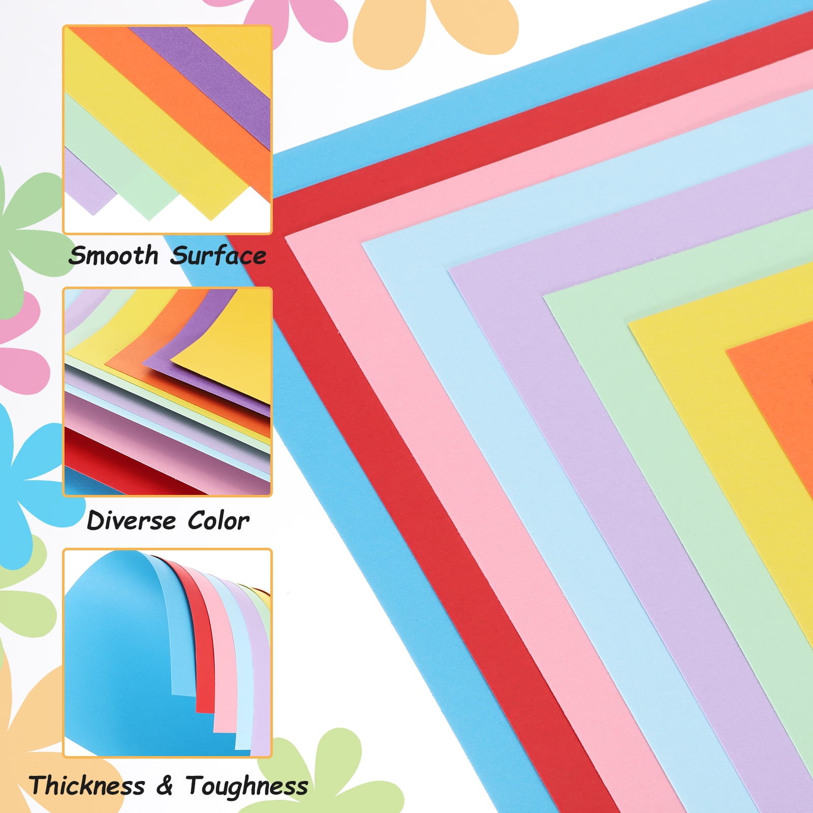 Uxcell 100Pcs Colored Cardstock Paper, 8 x 8 Inch Multicolor Origami Paper for Paper DIY Art Supplies, Paper Painting, Scrapbooking, Paper Crafting