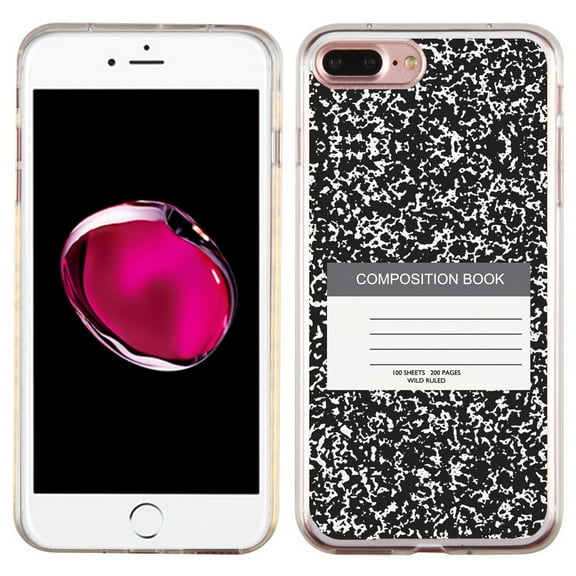 Slim-Fit Case for Apple iPhone 8 PLUS / 7 PLUS, OneToughShield ® Premium TPU Gel Protector Phone Case - Composition Book