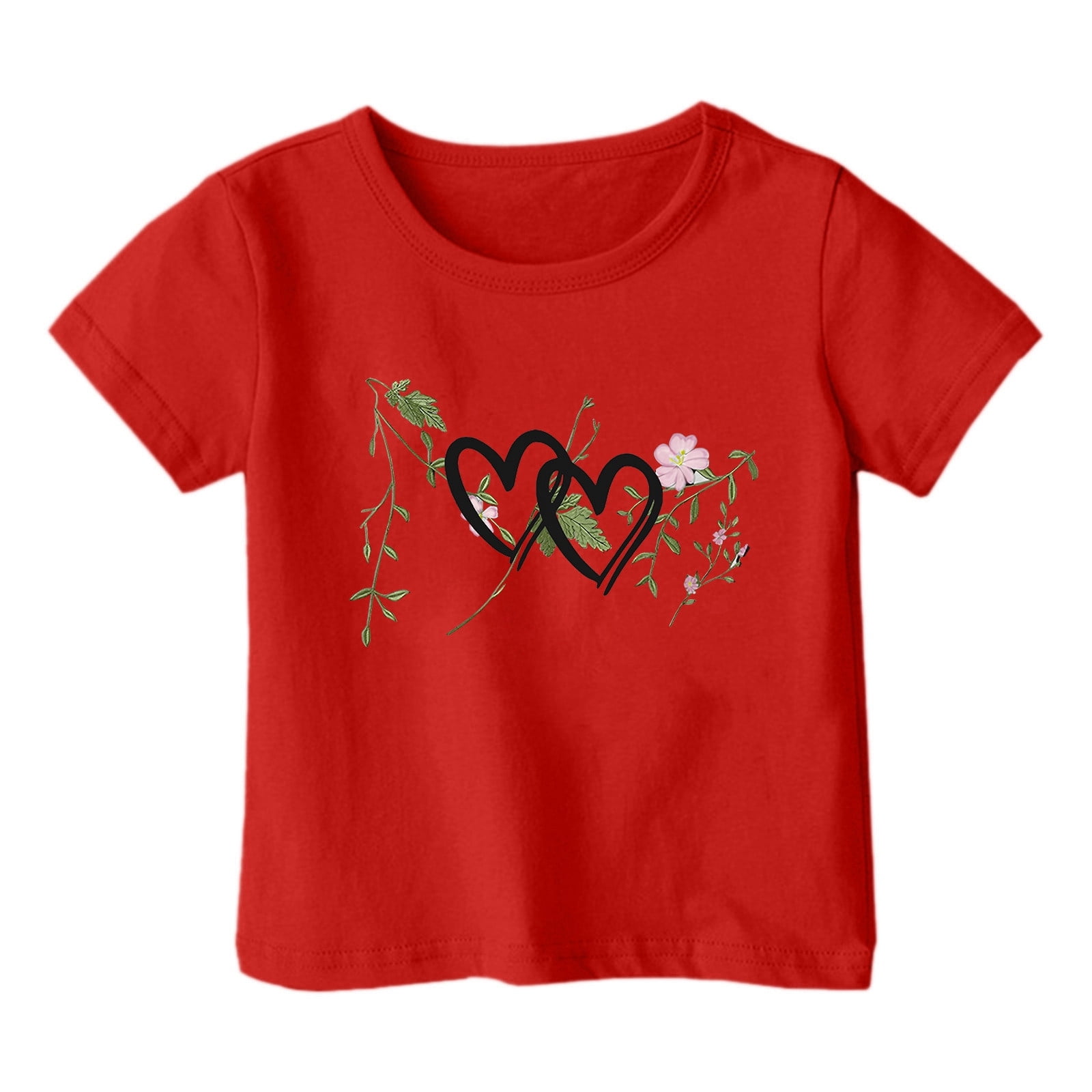SXcggal One Mode Décontractée Imprimé Garçon et Fille Col Rond T-Shirt Manches Courtes Ample Mignon Respirant Confortable Hauts Filles