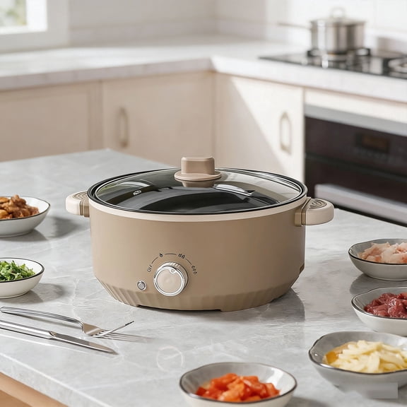 iFCOW Electric Hot Pot, 3L Multi Functional Cooking Pot, Non-stick Multicooker Glass Lid for Steak Egg Noodles Oatmeal Ramen Cooker Dorm