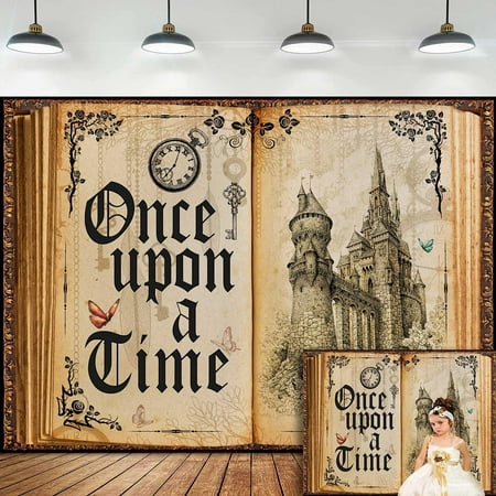 Image of Fairy Tale Book Backdrop Once Upon A Time Old Castle Royal Family Princess Romantic Storybook Photography
