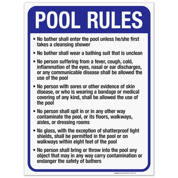 Massachusetts Pool Rules Sign, Complies With State Of Massachusetts Pool Safety Code, (SI-62077) 18x24 Corrugated Plastic