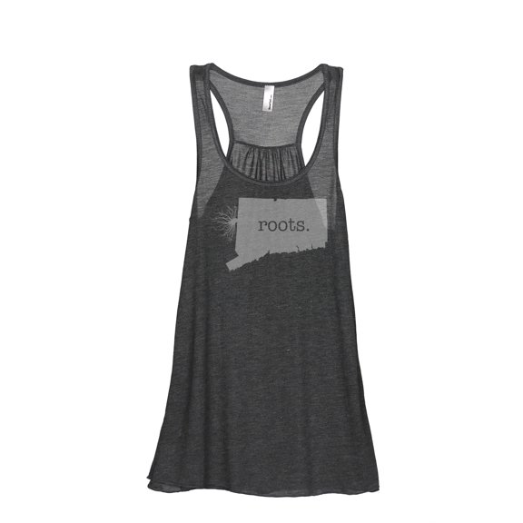 Thread Tank Home Roots State Connecticut CT Women's Sleeveless Flowy Racerback Tank Top Charcoal Small