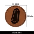 thumbnail image 2 of Geometric Crystal Gem Rock 2.5" Faux Leather Round Engraved Iron-On Patch - Brown, 2 of 6