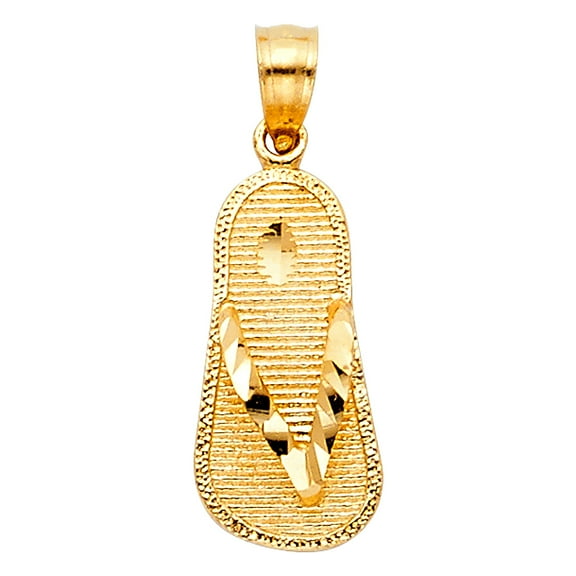 Ioka-14K Yellow Gold Sandal Charm Pendant For Necklace or Chain