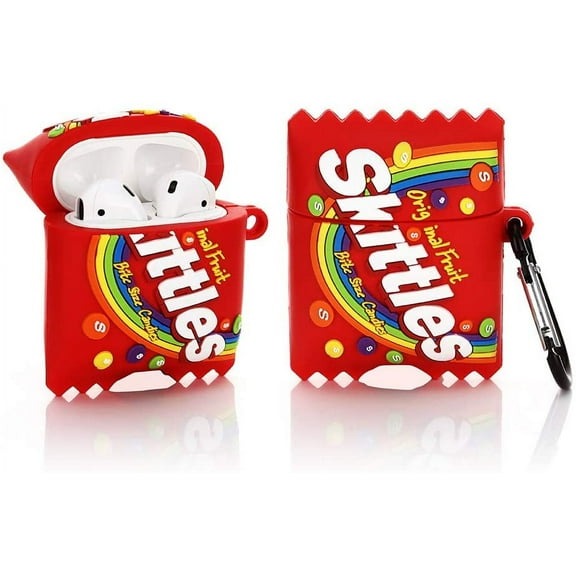 Airpods Silicone Case 3D Cartoon Funny Cute Cover Compatible for Apple Airpods 1&2 [Snacks Series 2] (Skittles)
