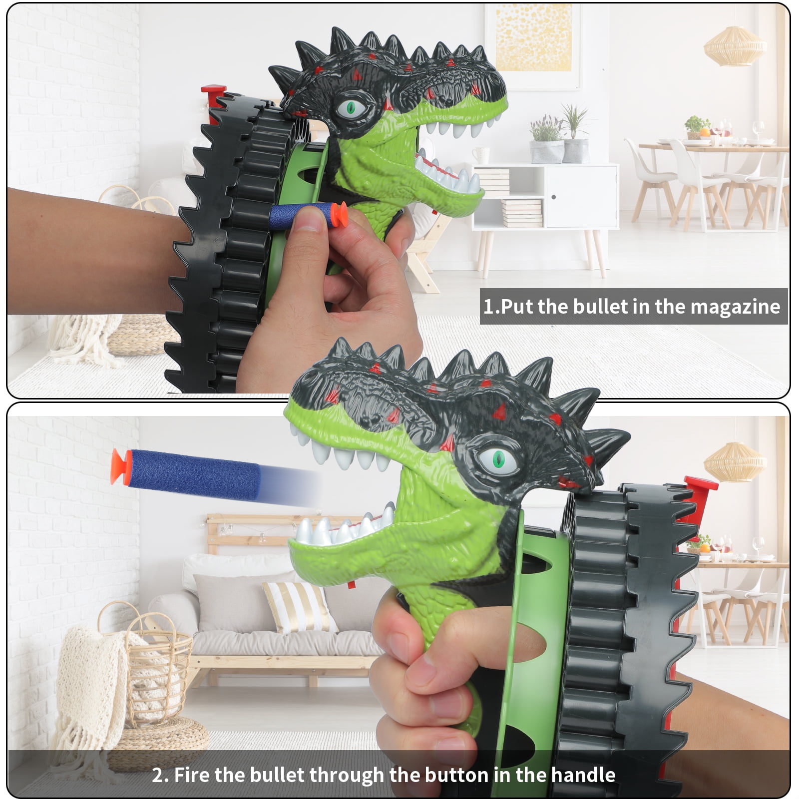 New Toy Gun Nerf Darts Soft Bullets Gun Toy Electric Burst Toy Gun Spinning  Dinosaur Wrist