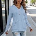 thumbnail image 3 of Womens Long Sleeve V Neck Henley Shirts Hooded Pullover with Thumb Holes, Summer Casual Athletic Running Hiking Tops Quick Dry Workout Clothes with Kangaroo Pocket, 3 of 8