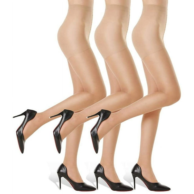 G&Y 3 pares de medias transparentes para mujer - Pantimedias superiores con control 20D con puntera reforzada