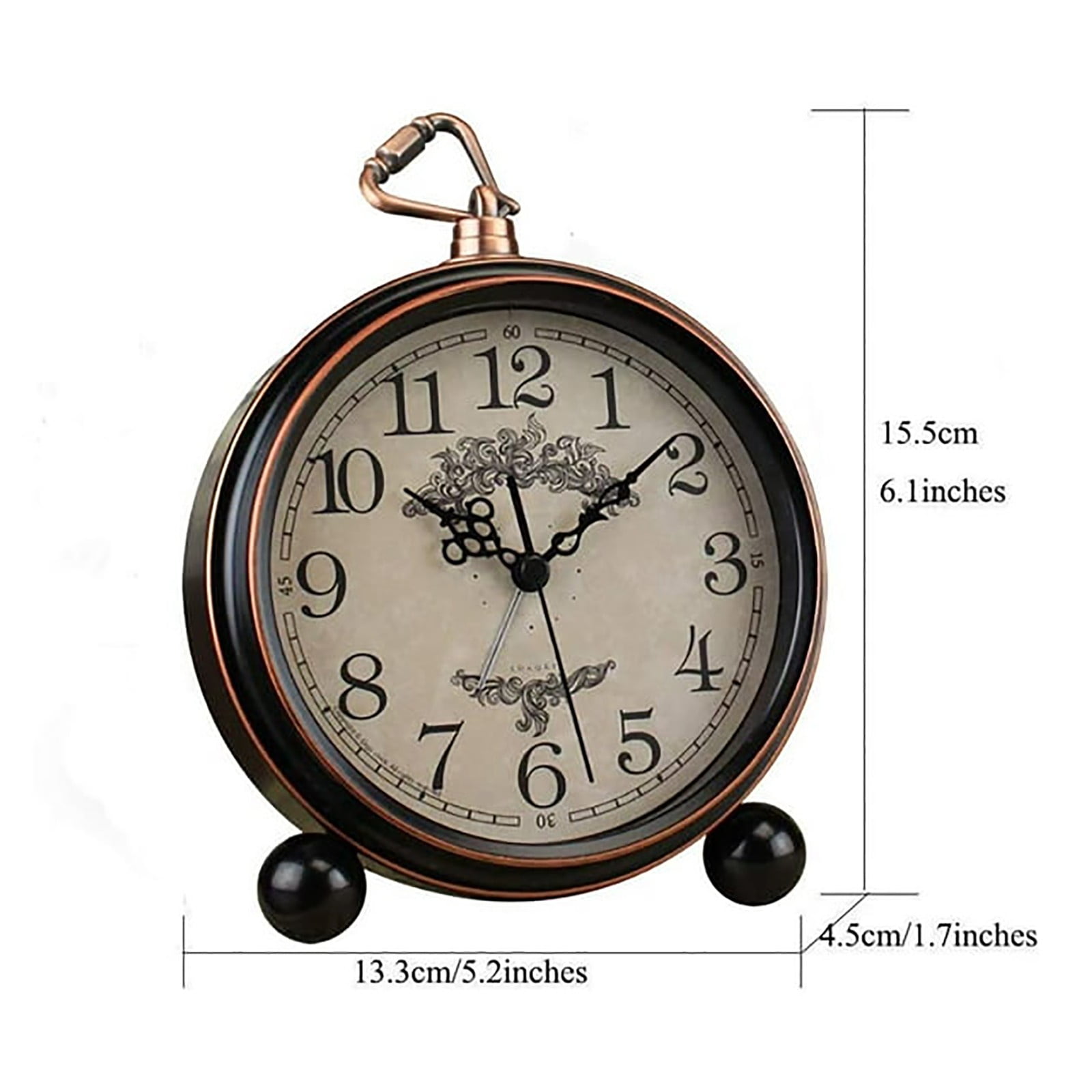 SWHONG Vintage Zwarte Tafel Klok Stille Niet Ticking 9 Inch Analoge Metalen Bureau Klok Klassieke Retro Woonkamer Slaapkamer Kantoor Mantle Stukken Gift