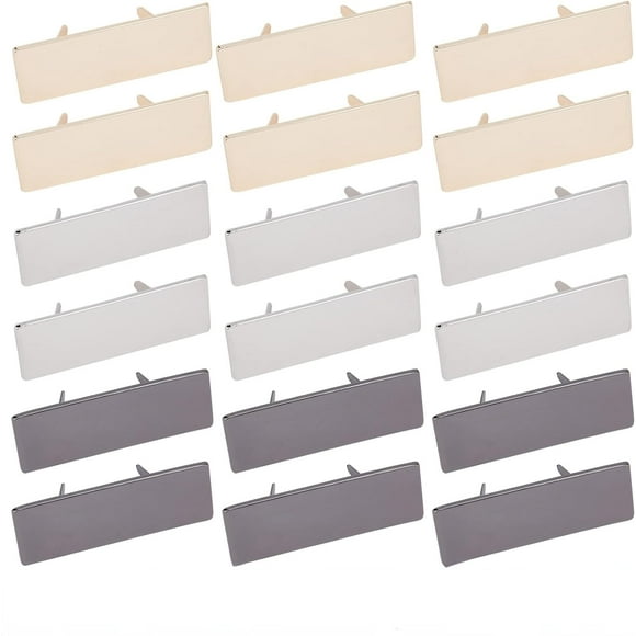 18pcs Metal Blank Stamping Tags 3 Colors Alloy Rectangle Blank Name Labels Marker DIY Handmade Logo Labels with Spacers for Clothes Bags Label Signs for Jeans Shoes Craft Bag Making Hardware