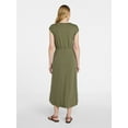 thumbnail image 3 of Time and Tru Women’s Cotton Knit Midi Dress with Dolman Sleeves, Sizes XS-XXXL, 3 of 5